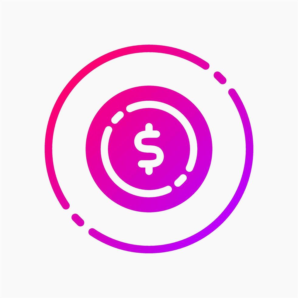 Design Illustration graphic of coin icon with gradient style. Suitable for UI, mobile design, web design, etc. vector