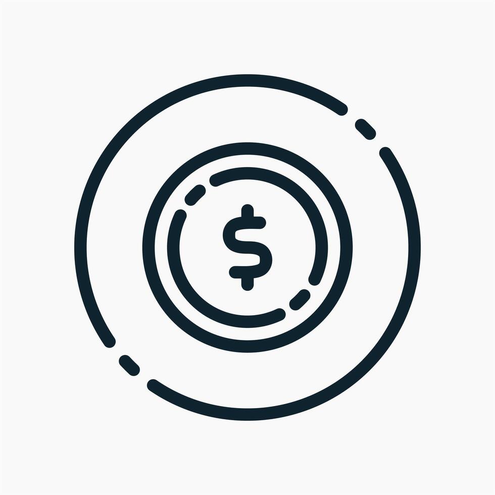 Design Illustration graphic of coin icon with line style. Suitable for UI, mobile design, web design, etc. vector