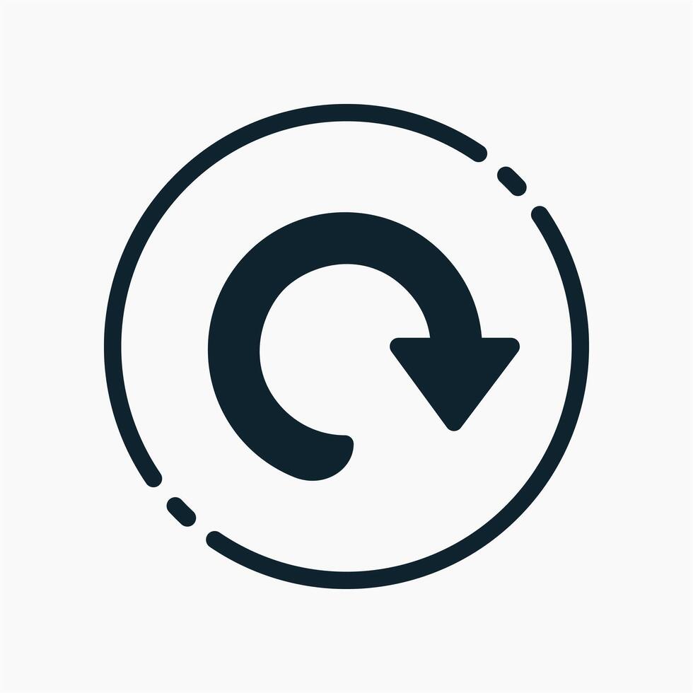 Design Illustration graphic of restart icon with glyph style. Suitable for UI, mobile design, web design, etc. vector