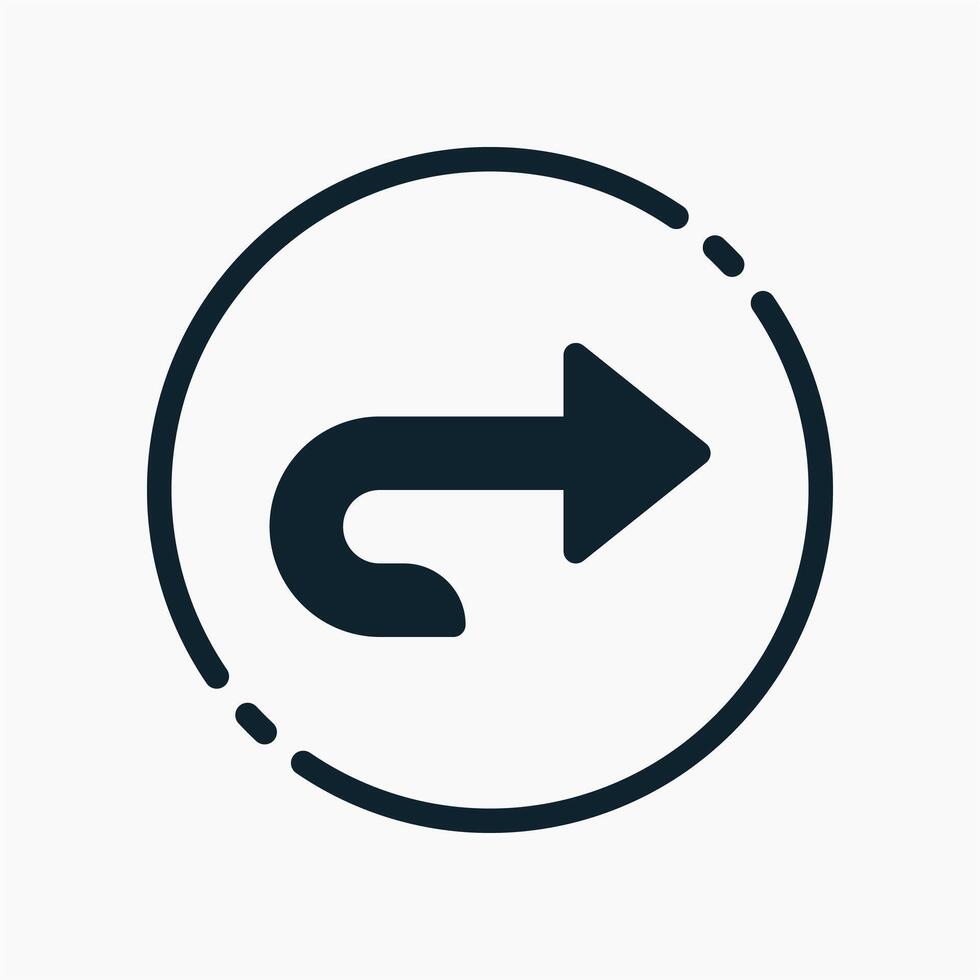 Design Illustration graphic of turn around icon with glyph style. Suitable for UI, mobile design, web design, etc. vector