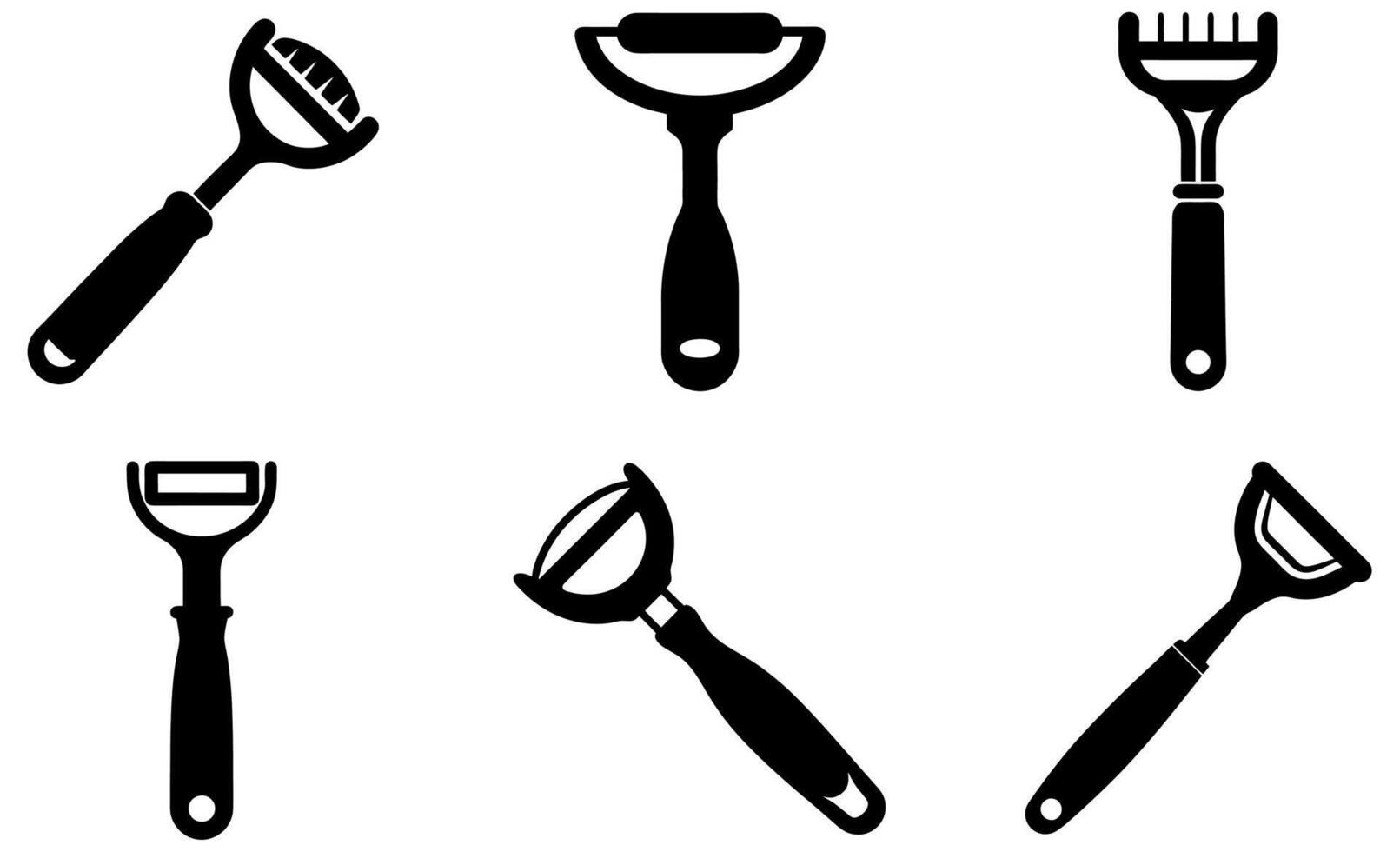 Black and White Vegetable Peeler Icons vector