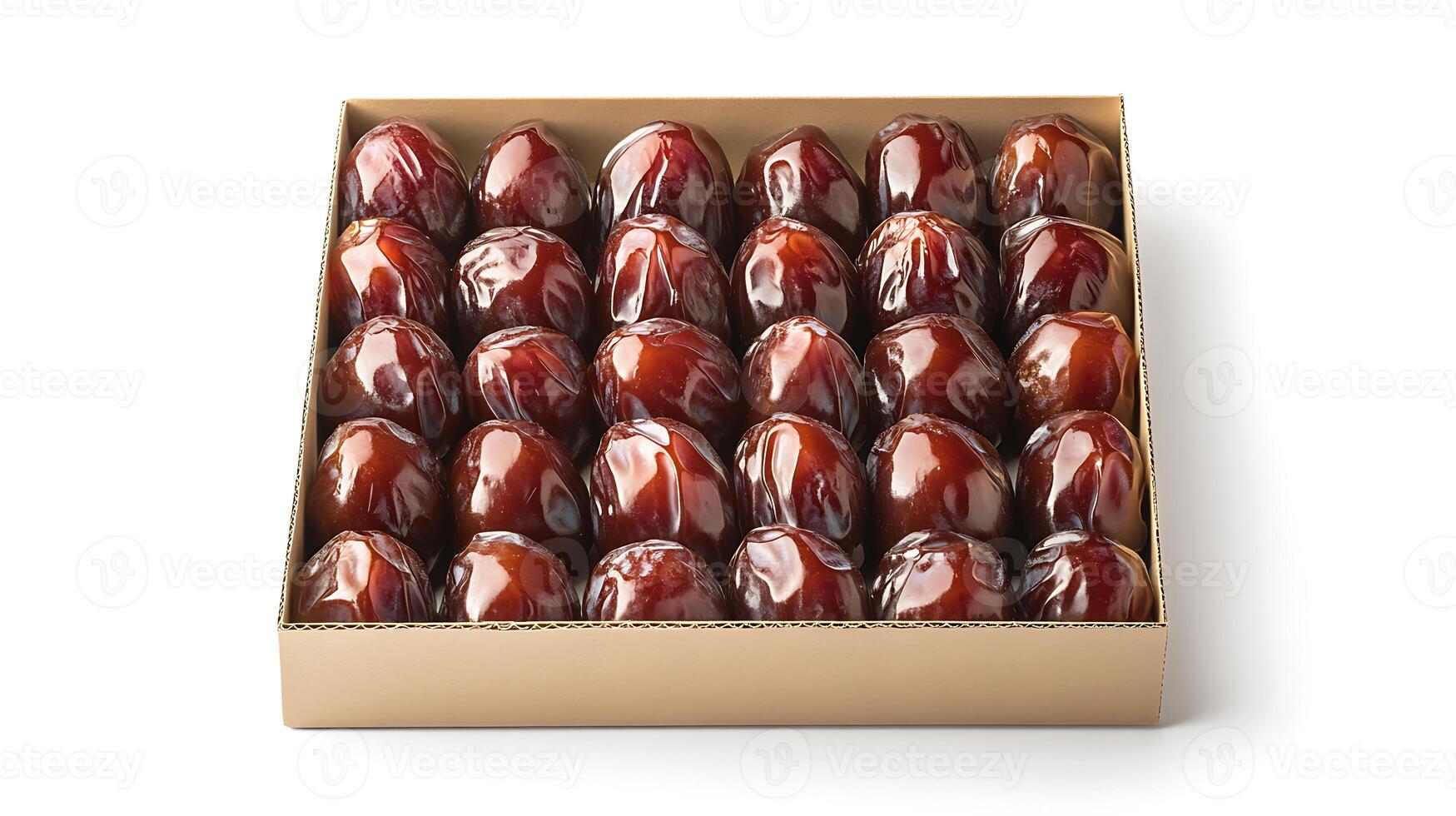 A box of dates sitting on a white surface photo
