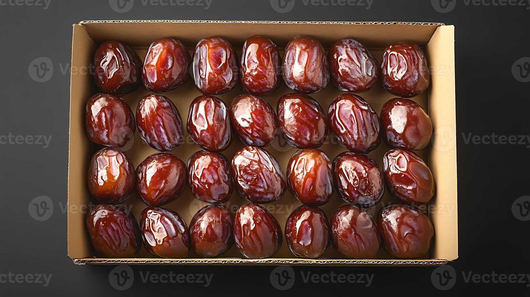 A box of dates on a black background photo