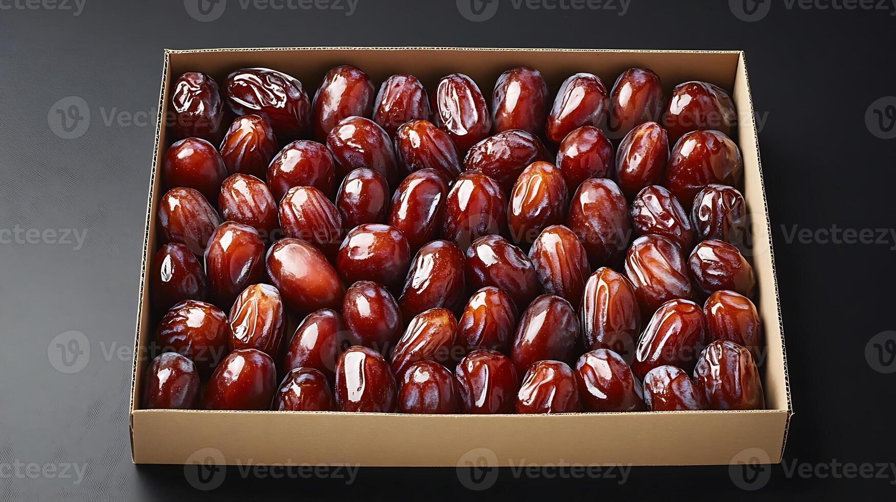 A box of dates sitting on a table photo