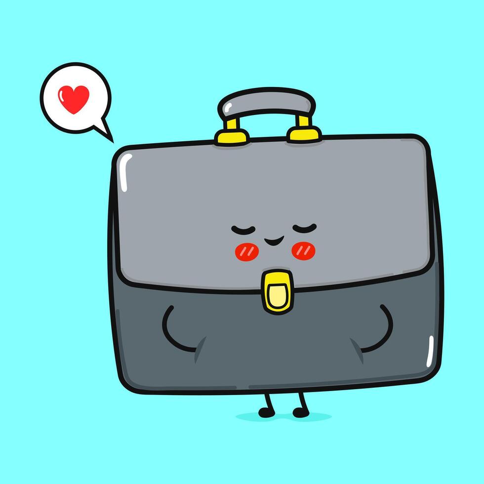 Loving Briefcase Character. Adorable Office Bag with a Heart vector