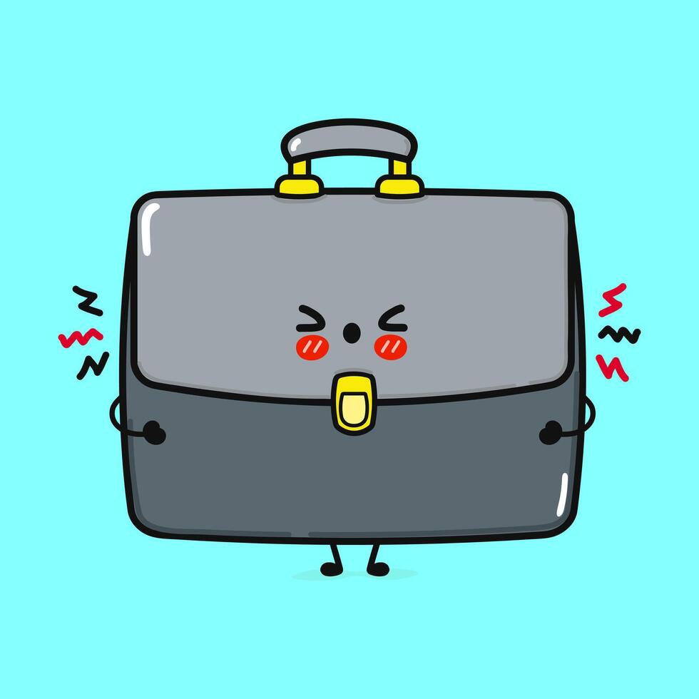 Stressed Briefcase Character. Unwell Cartoon Office Bag vector