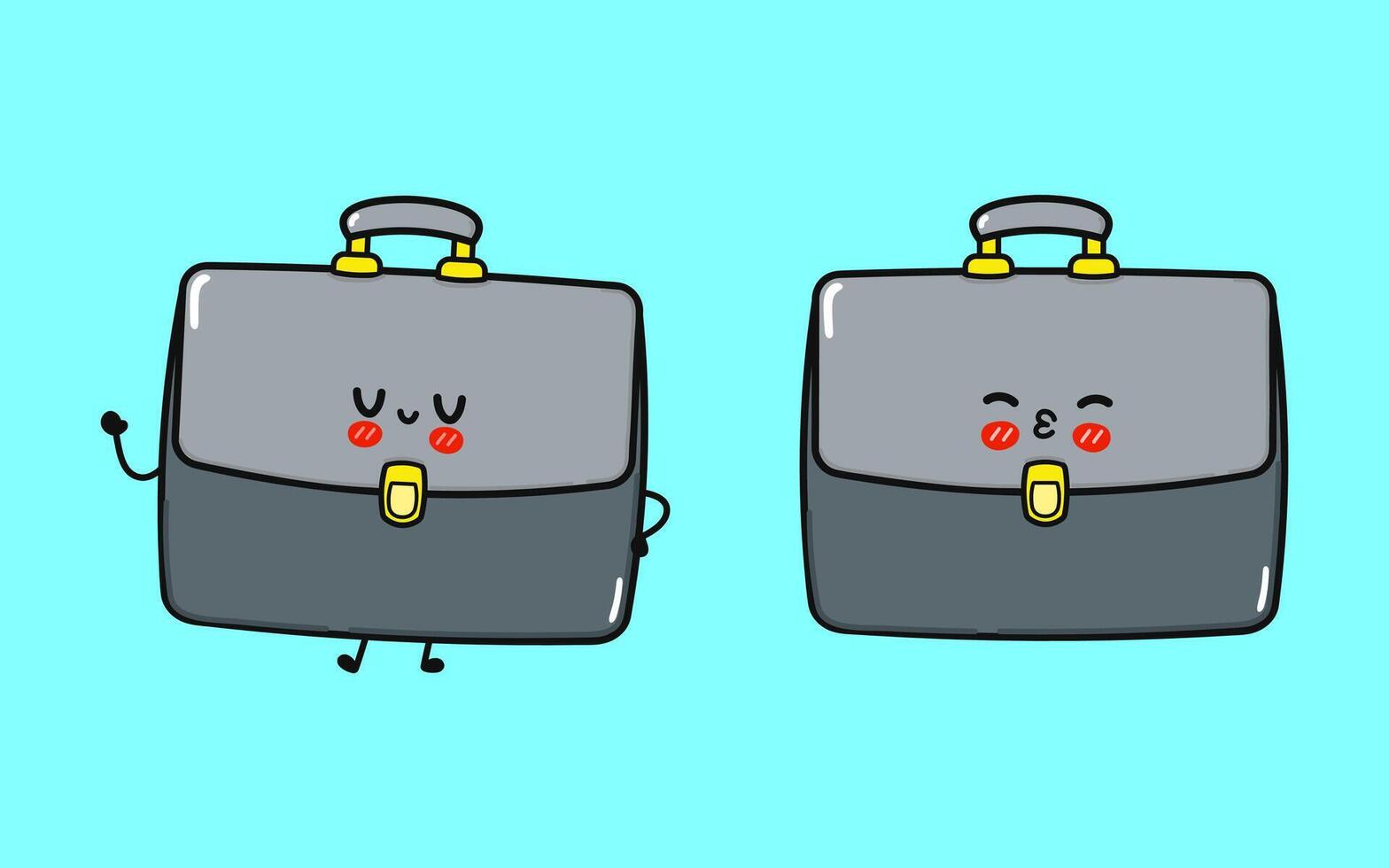 Cute Briefcase Characters with Playful Expressions. Fun Business Cartoon vector