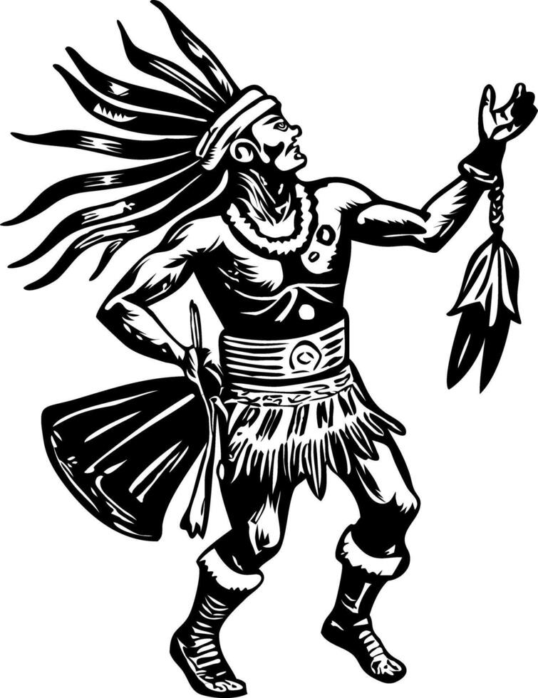 A character doing sun dance, vintage illustration vector