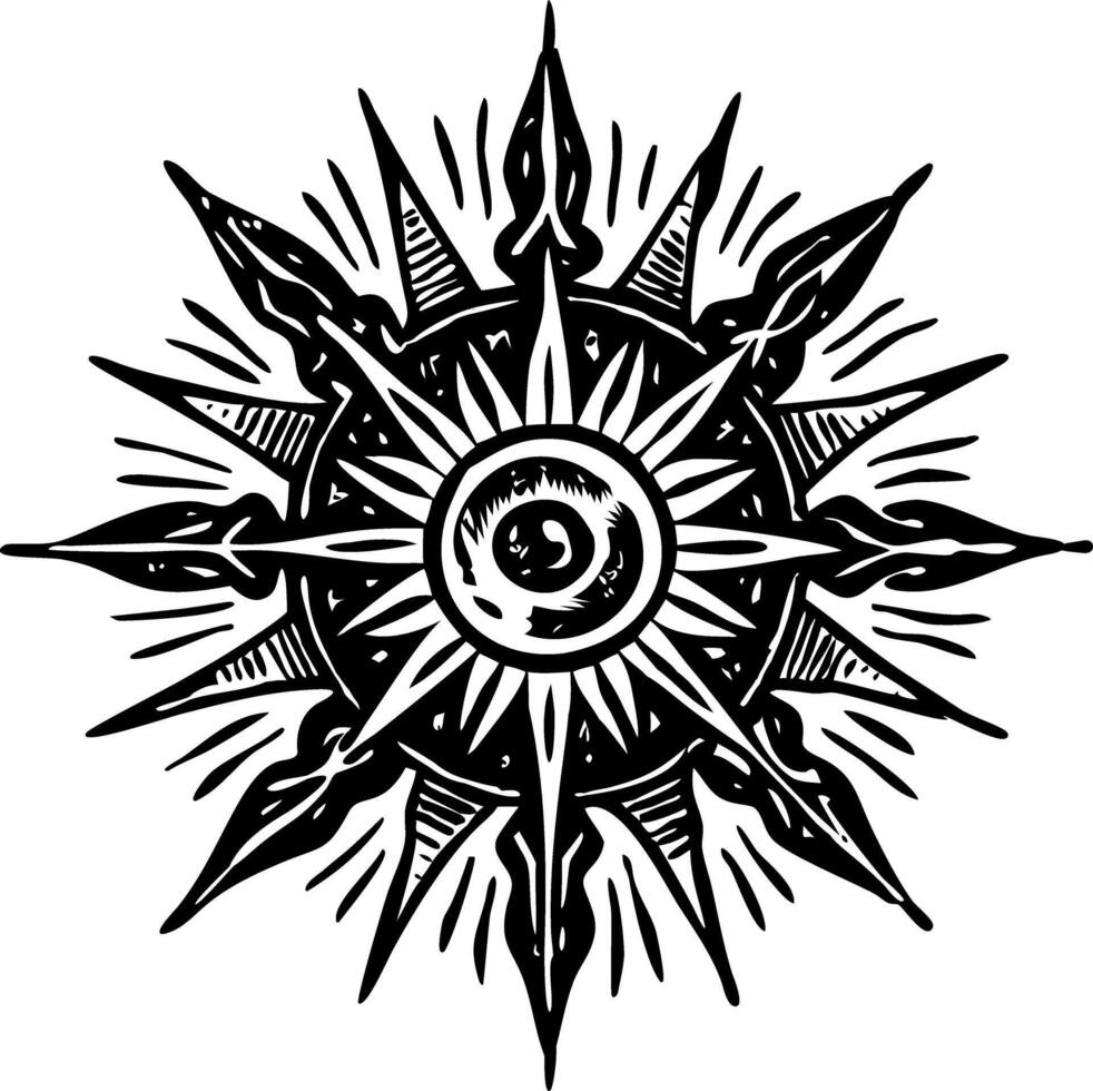 Sunburst symbol illustration in vintage style vector