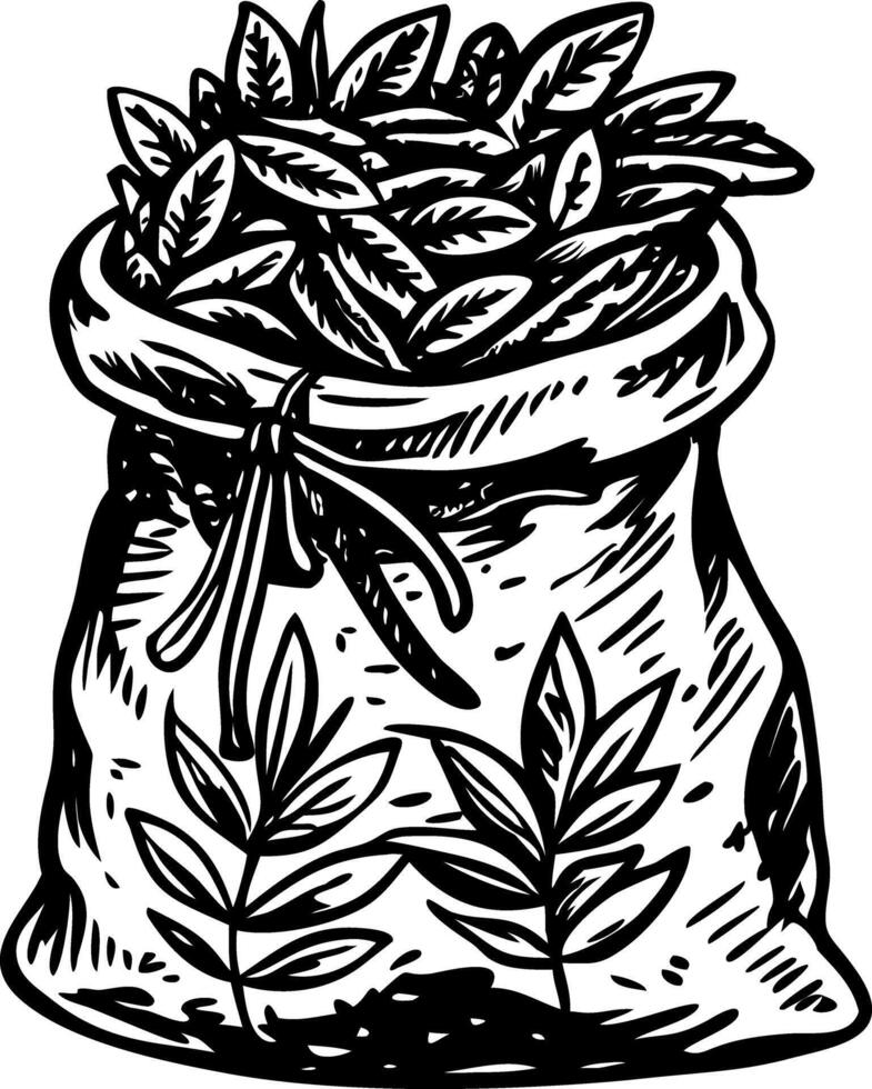 A vintage style illustration of herb sack vector
