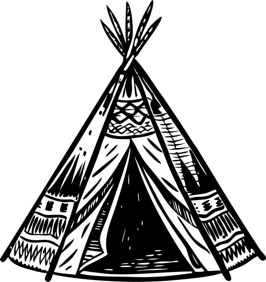 Tribal tipi illustration in vintage style vector