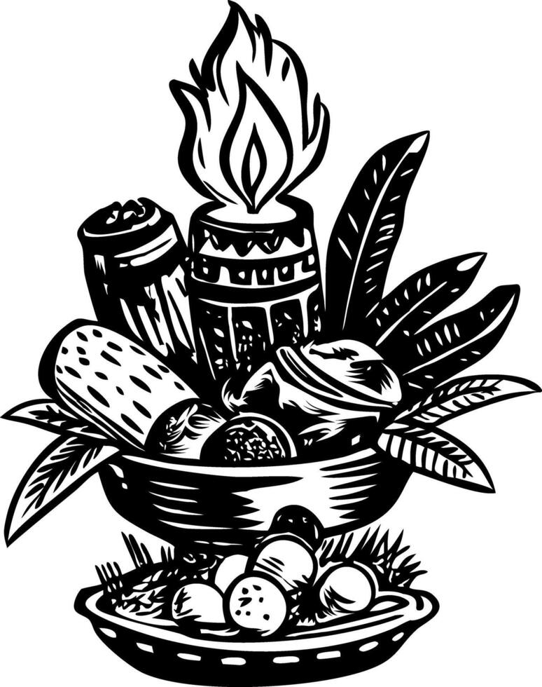 Ritual offering chalice illustration in vintage style vector