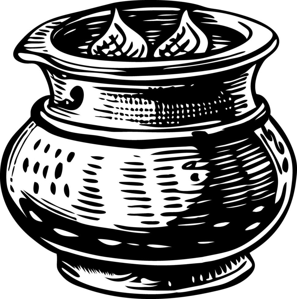 Antique chopper pot illustration in vintage style vector