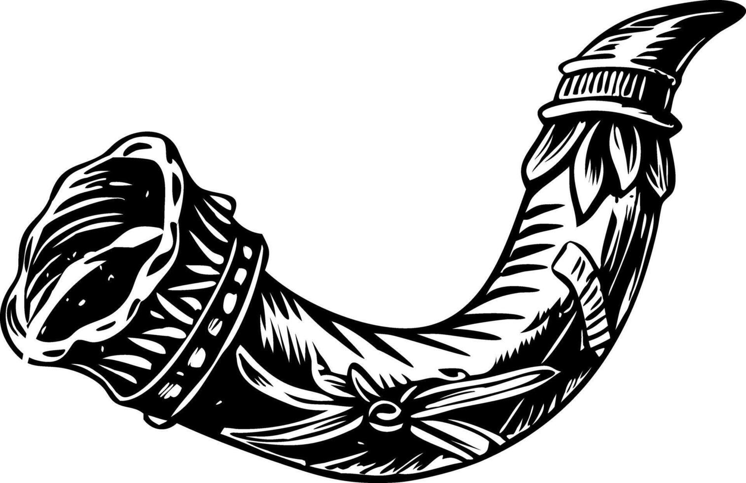 Antique hunting horn illustration in vintage style vector