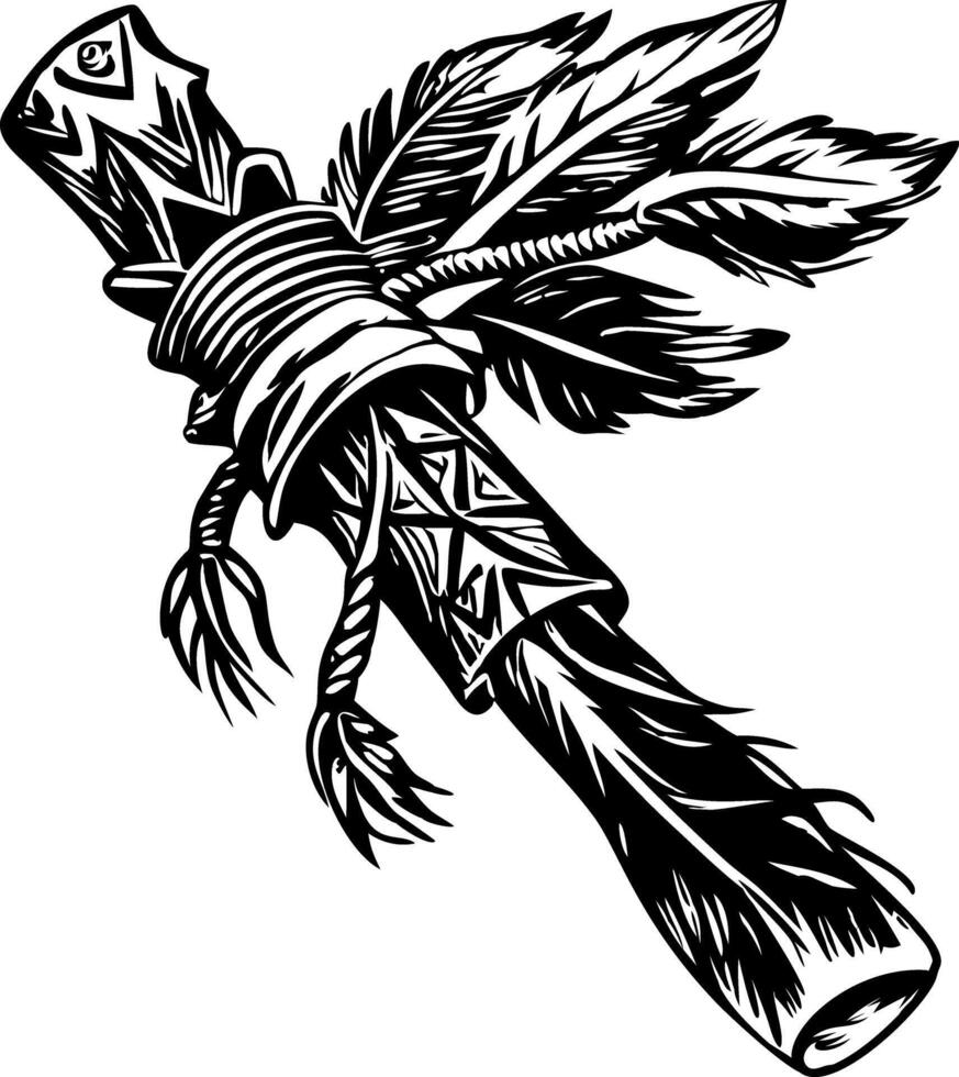 Ceremonial stick illustration in vintage style vector
