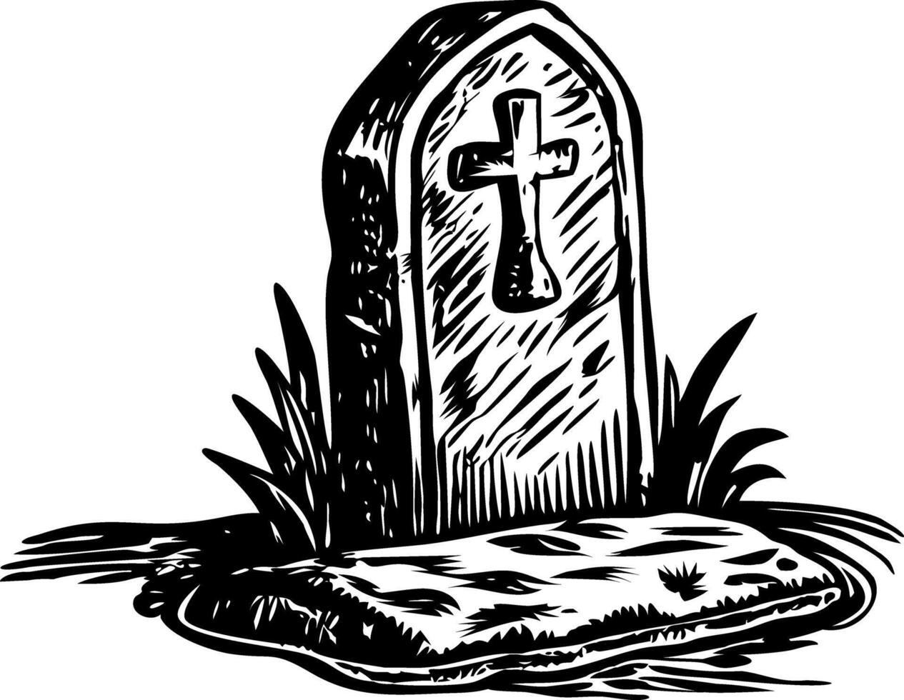 Old gravestone illustration in vintage style vector