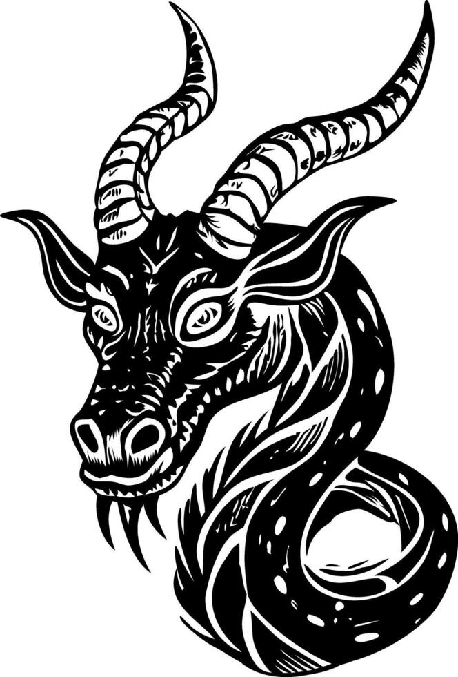 A vintage style illustration of horned serpent vector