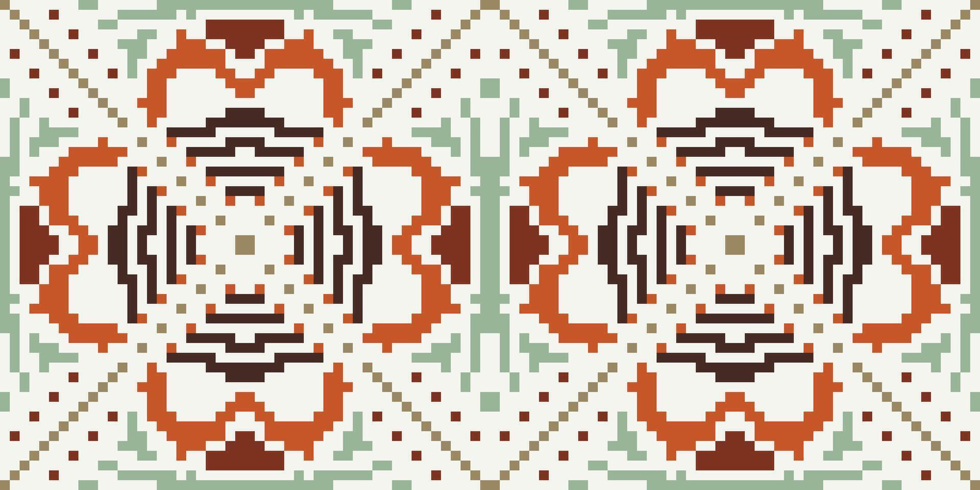 Cross Stitch Pattern Ethnic Pattern Sweaterfolk Embroidery, Aztec Geometric Ornament Print. Design for Carpet, Wallpaper, Clothing, Wrapping, Fabric vector