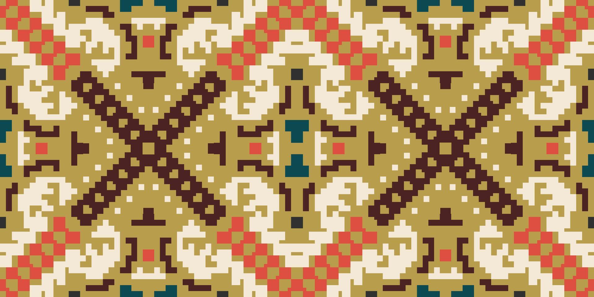 Squares Seamless Ethnic Patternfolk Embroidery, Aztec Geometric Ornament Print. Design for Carpet, Wallpaper, Clothing, Wrapping, Fabric vector