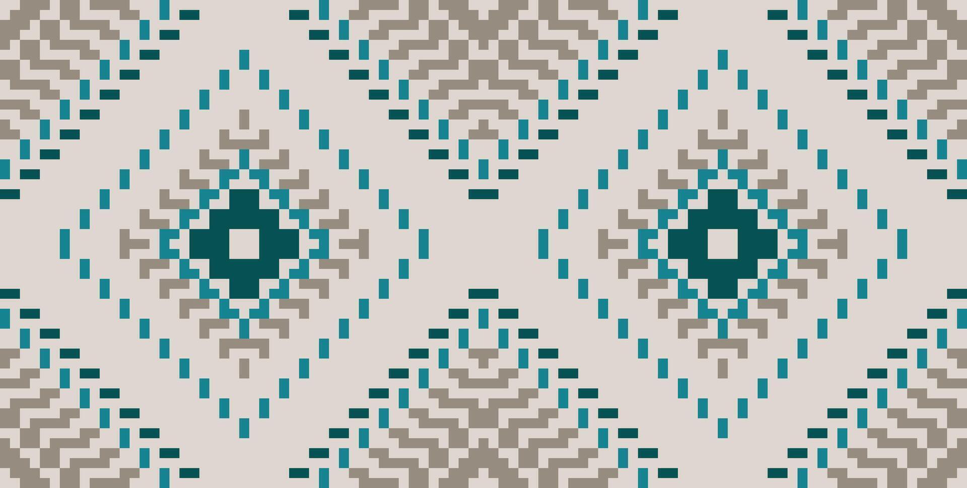 Pixel Art Abstract Traditional Pattern Designfolk Embroidery, Aztec Geometric Ornament Print. Design for Carpet, Wallpaper, Clothing, Wrapping, Fabric vector
