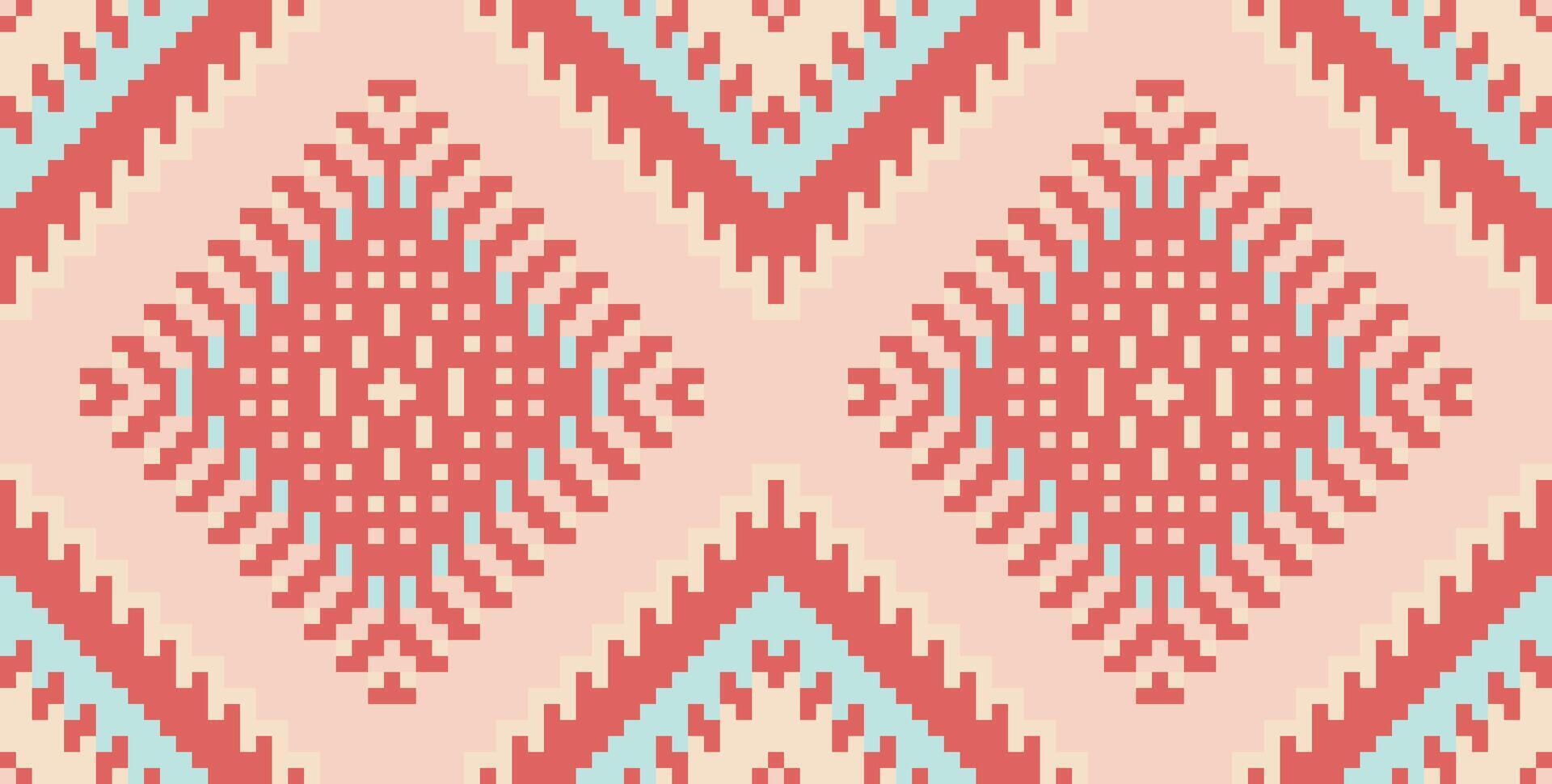 Fabric Texture Islamic Geometric Patternfolk Embroidery, Aztec Geometric Ornament Print. Design for Carpet, Wallpaper, Clothing, Wrapping, Fabric vector