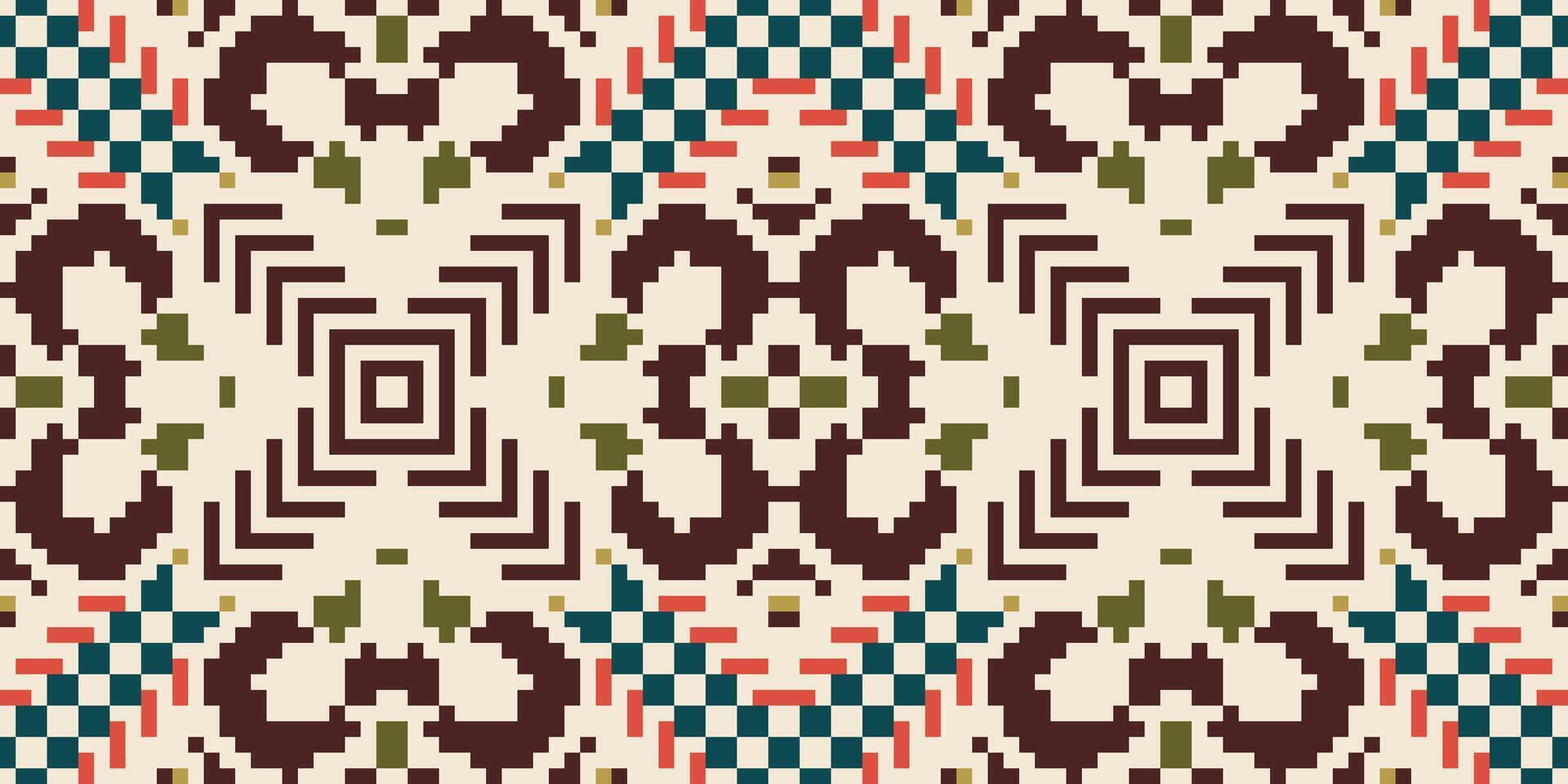 Carpet Traditional Pattern Dressfolk Embroidery, Aztec Geometric Ornament Print. Design for Carpet, Wallpaper, Clothing, Wrapping, Fabric vector