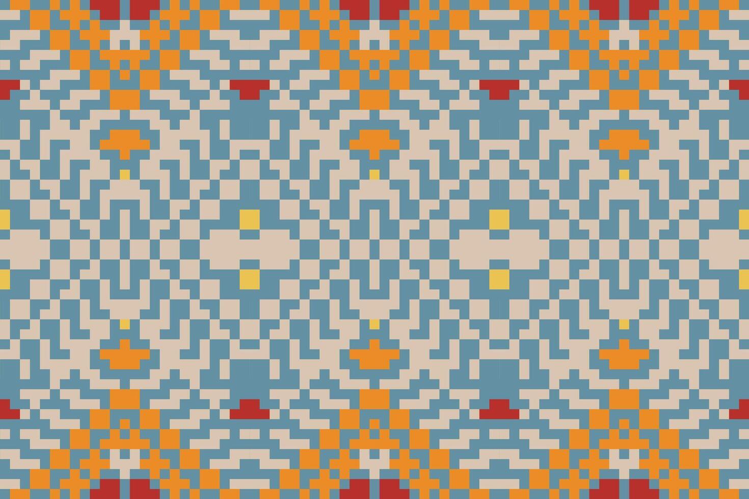 Motifs Ikat Pattern Dressfolk Embroidery, Aztec Geometric Ornament Print. Design for Carpet, Wallpaper, Clothing, Wrapping, Fabric vector
