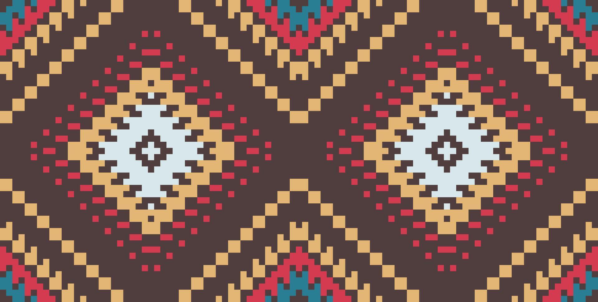 Antique Ethnic Motifs Patternfolk Embroidery, Aztec Geometric Ornament Print. Design for Carpet, Wallpaper, Clothing, Wrapping, Fabric vector