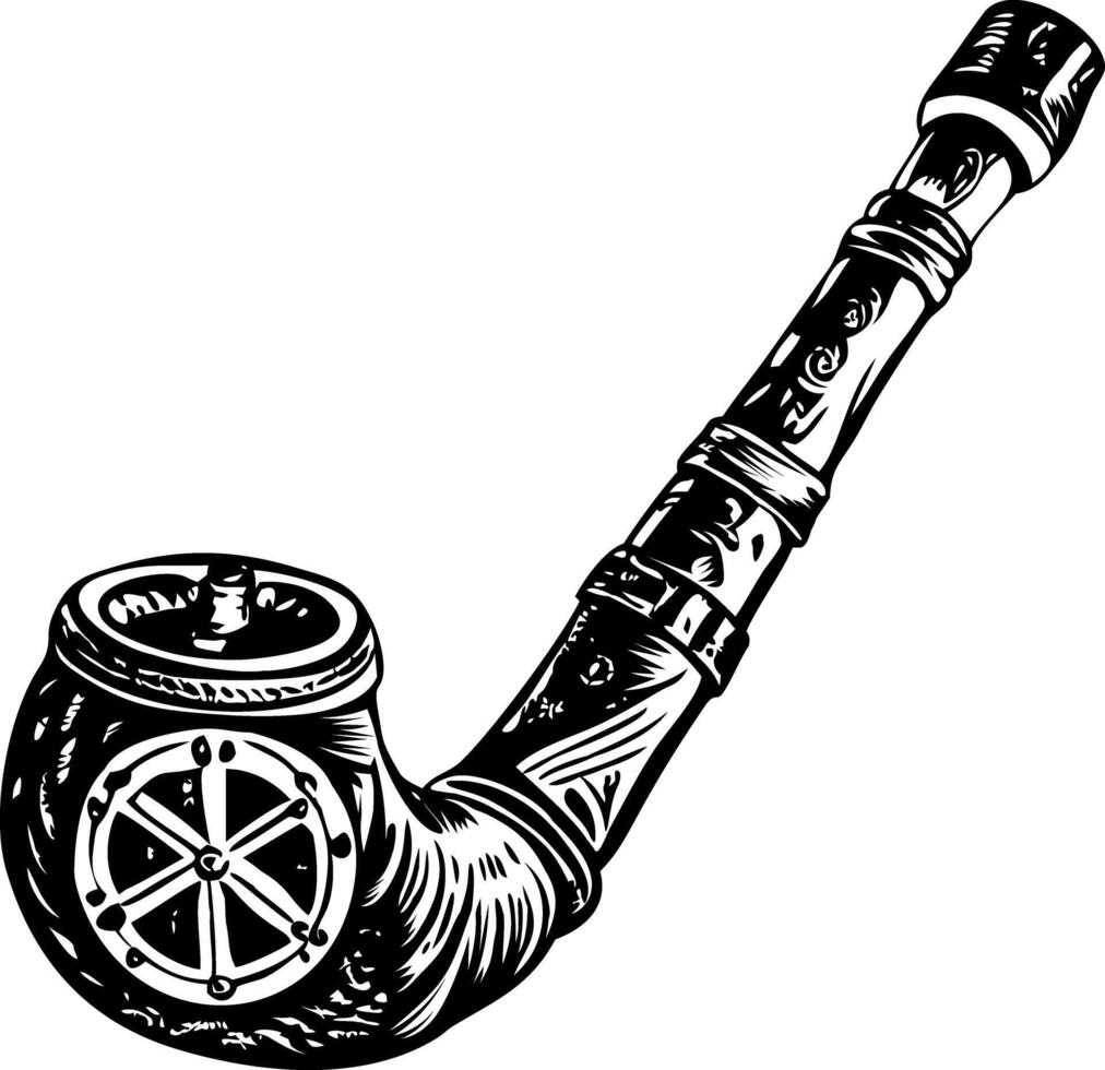 Antique peace pipe illustration in vintage style vector