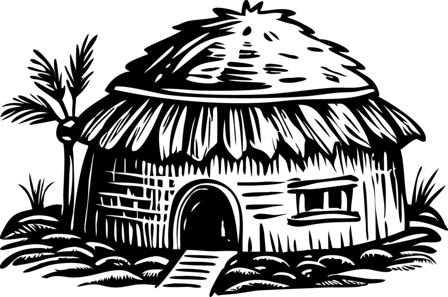 A vintage style illustration of native hut vector