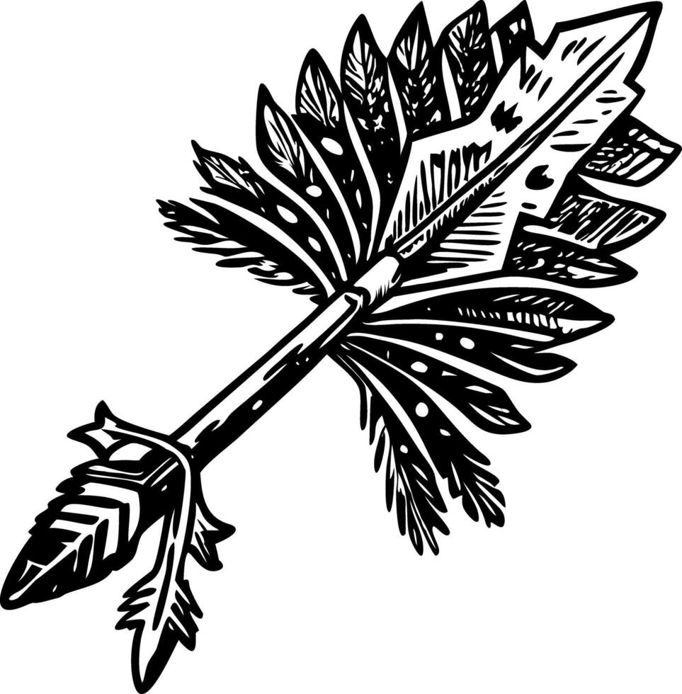 Native arrow weapon illustration in vintage style vector
