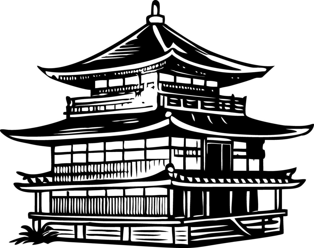 Golden pavilion illustration in vintage style vector