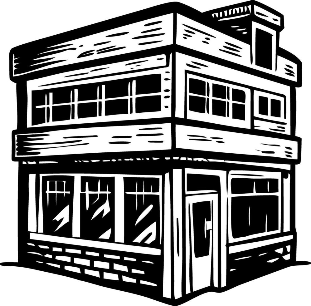 Store building illustration in vintage style vector