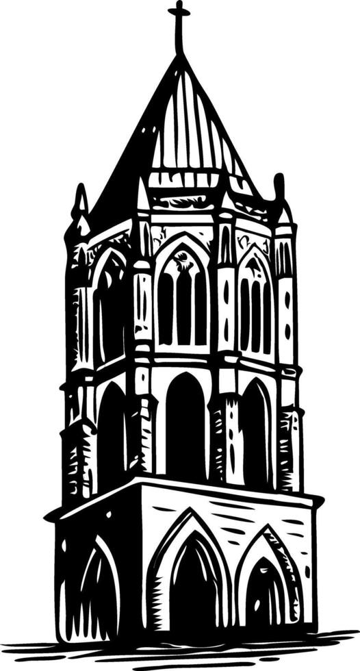 Bell tower illustration in vintage style vector