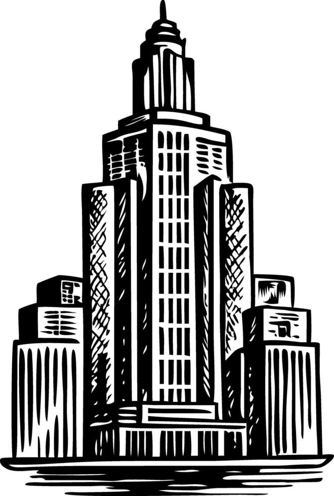 Skyscraper landmark illustration in vintage style vector