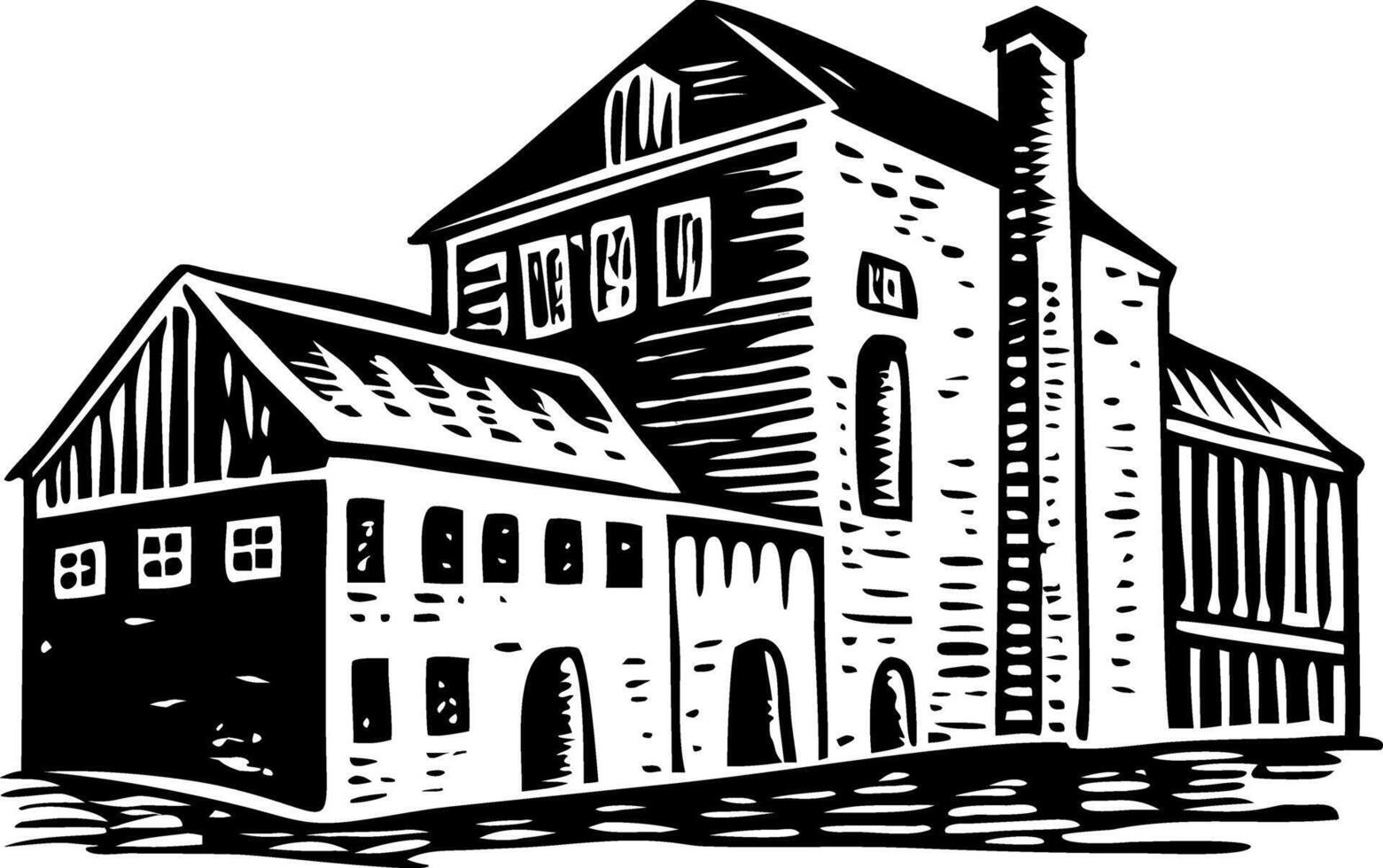 Warehouse building illustration in vintage style vector