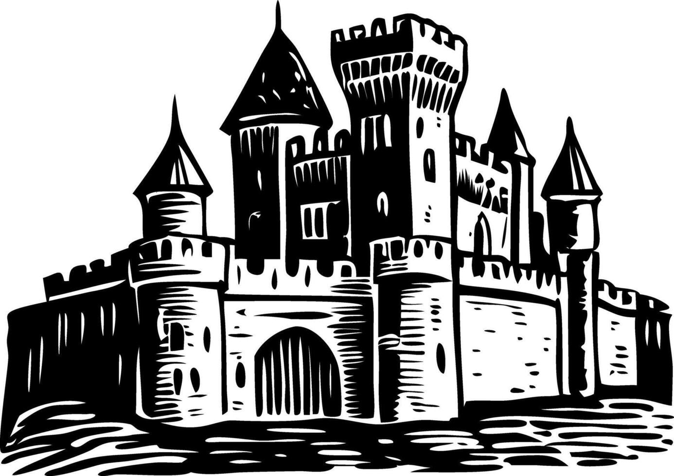 A vintage style illustration of a medieval castle vector