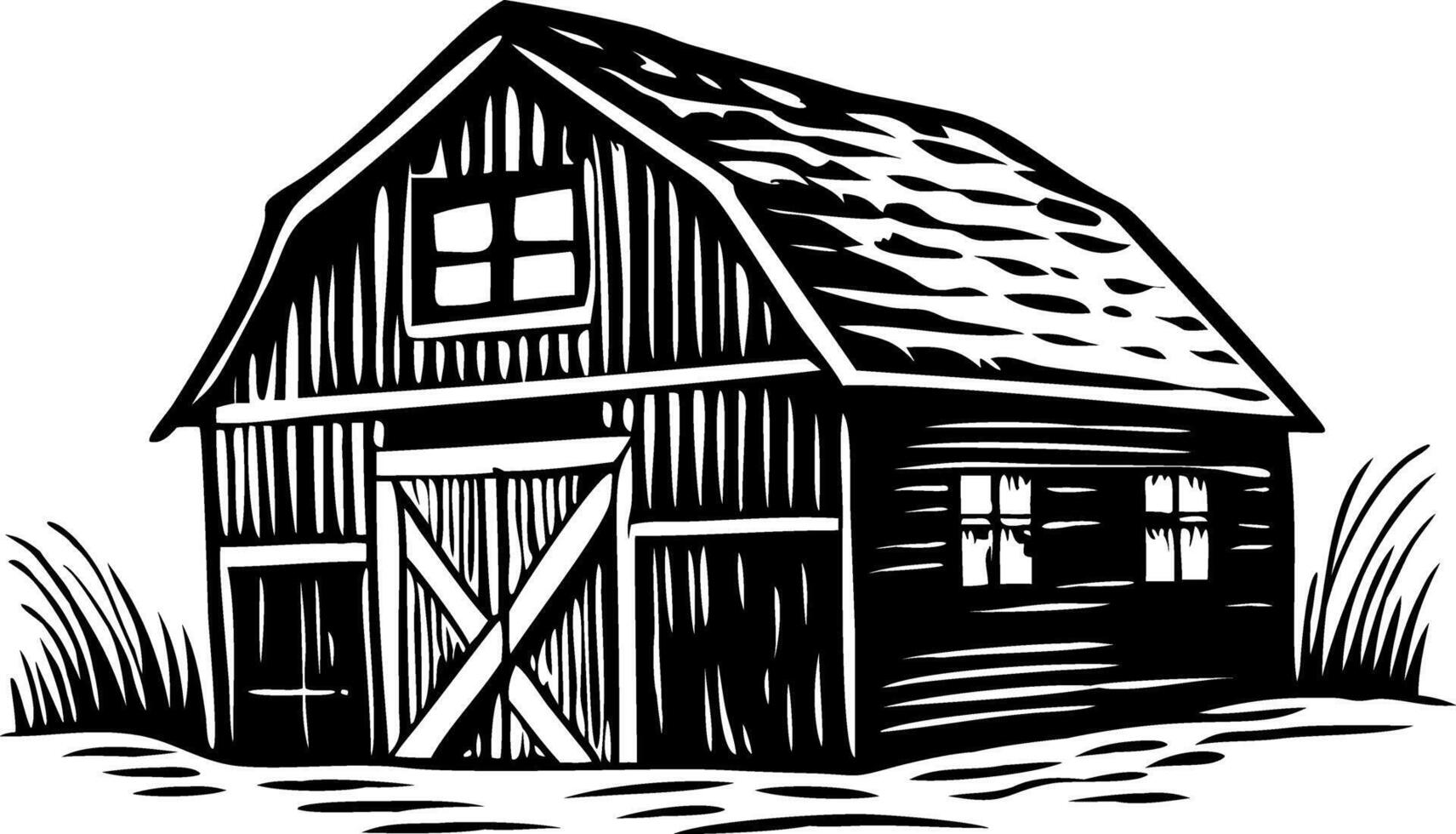 A vintage style illustration of rustic barn vector