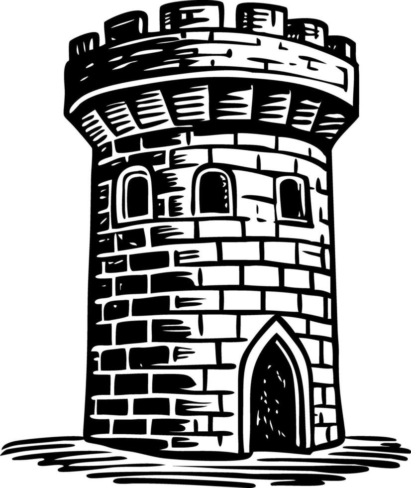 A vintage style illustration of a medieval tower vector