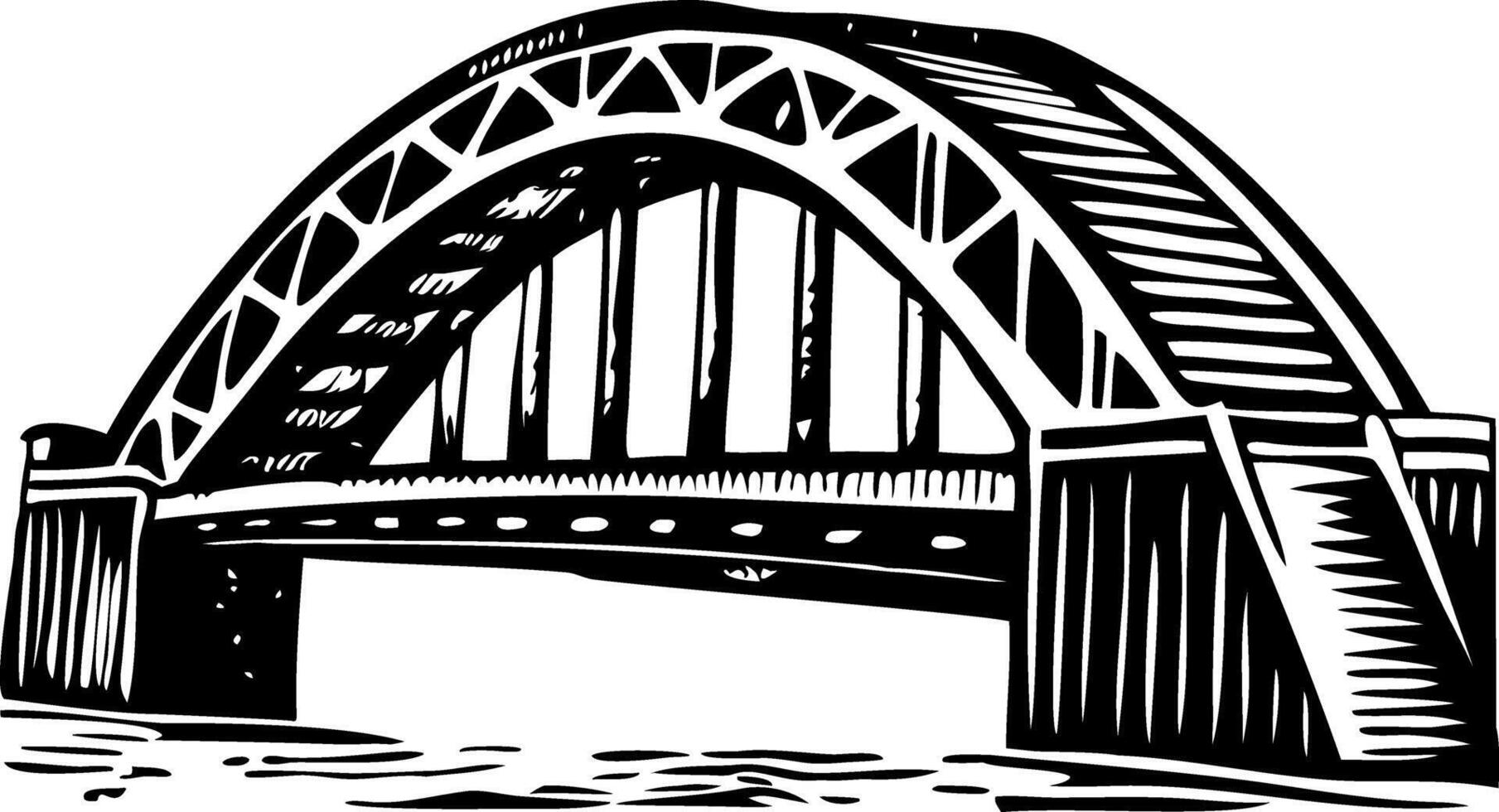 A vintage style illustration of an arch bridge vector