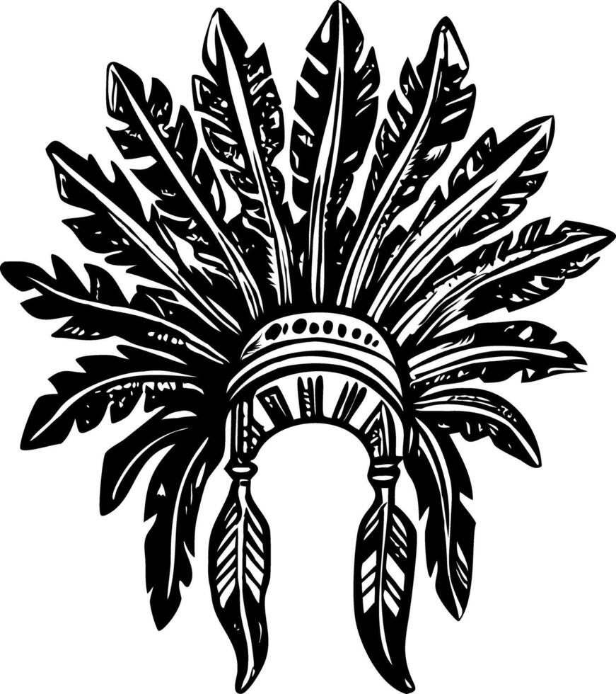A vintage style illustration of native headdress vector