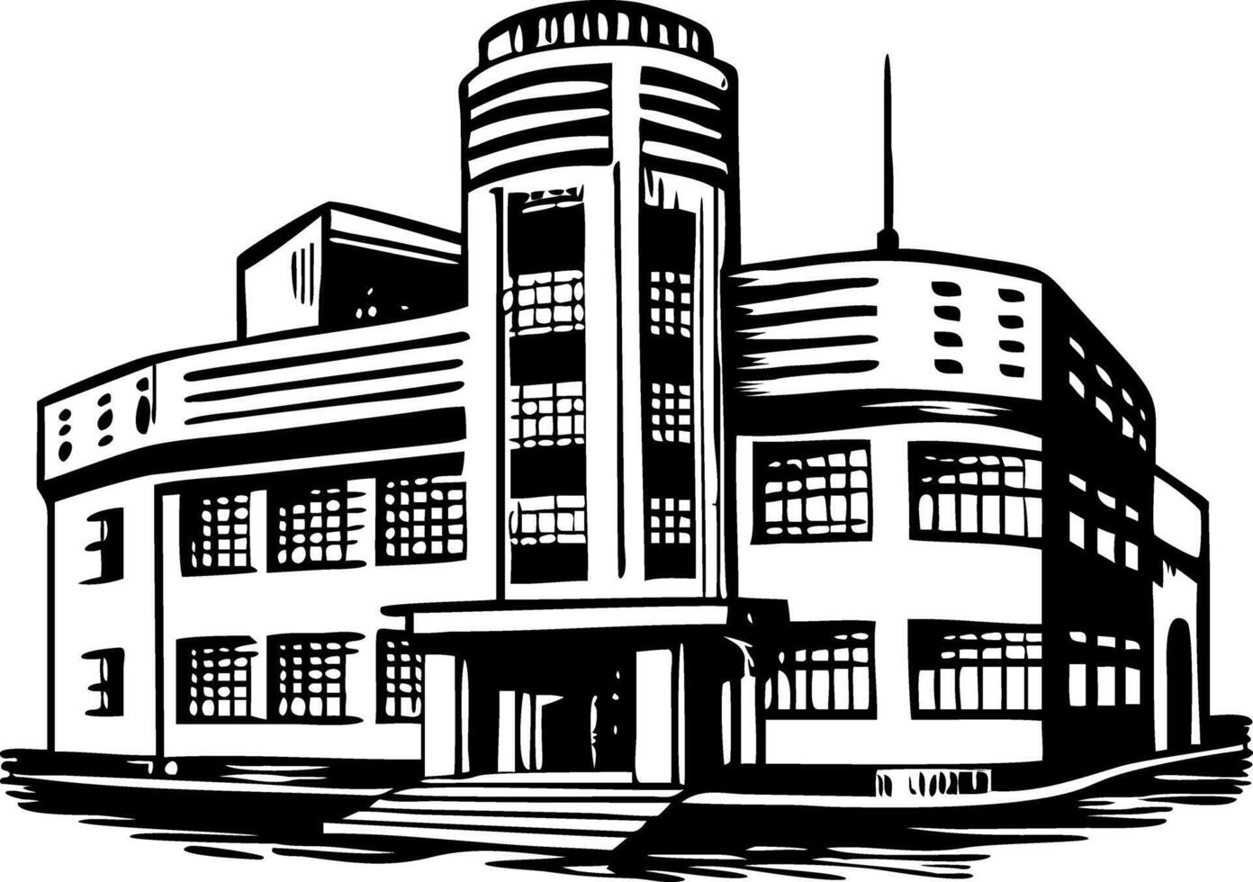 A vintage style illustration of streamline office vector