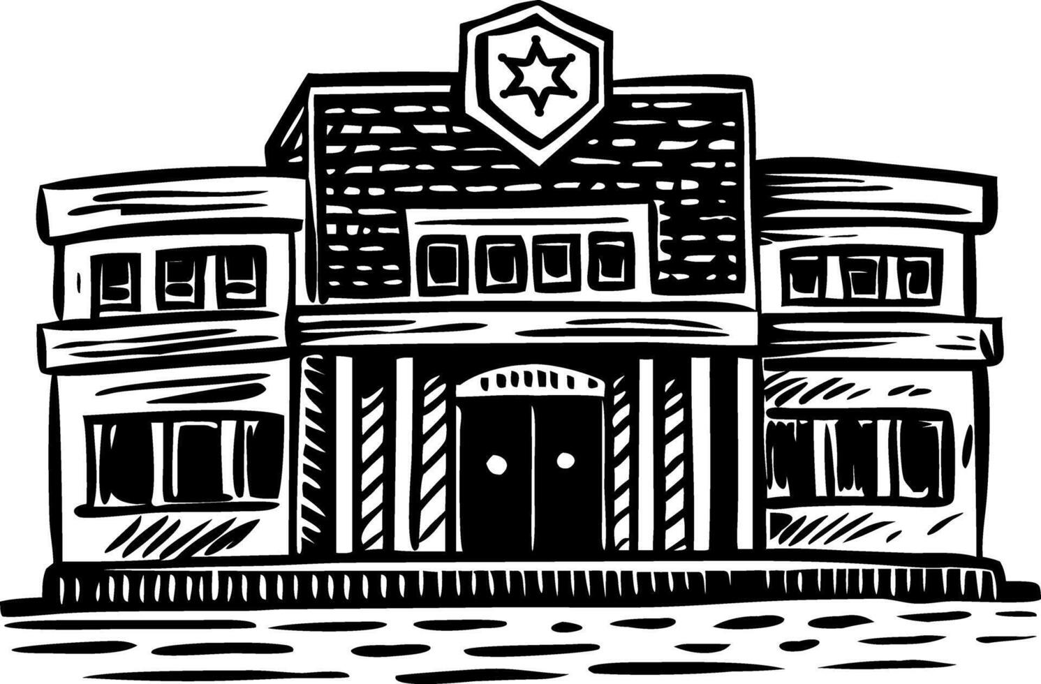 Police station building illustration in vintage style vector