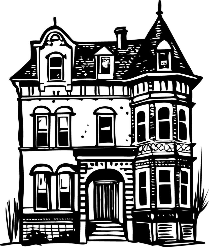 Victorian house illustration in vintage style vector