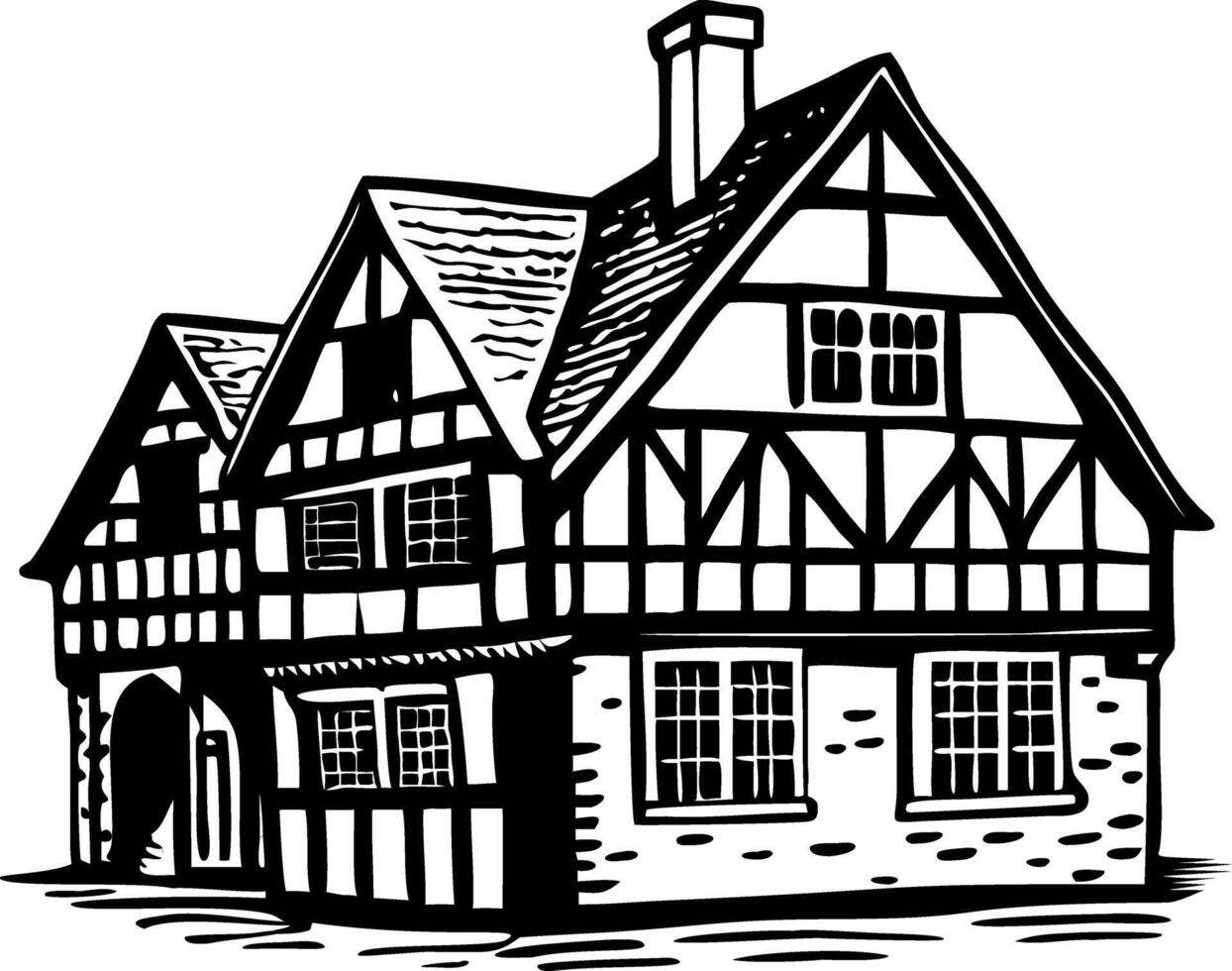 A vintage style illustration of tudor house vector
