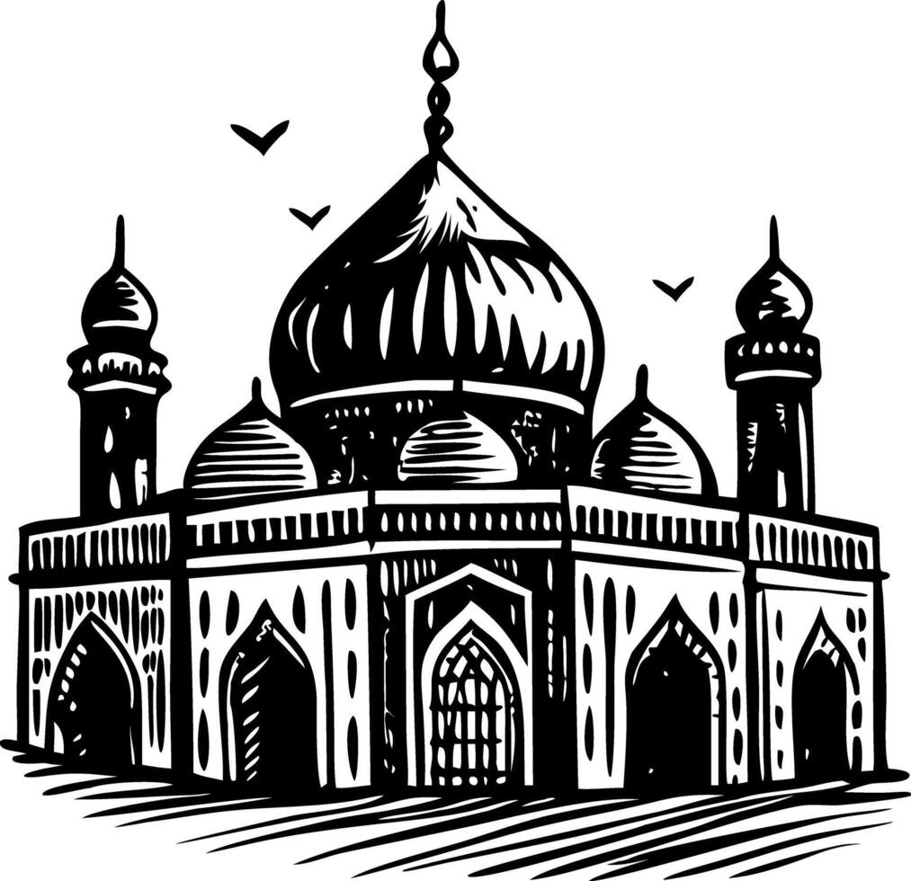 A vintage style illustration of religious mosque vector
