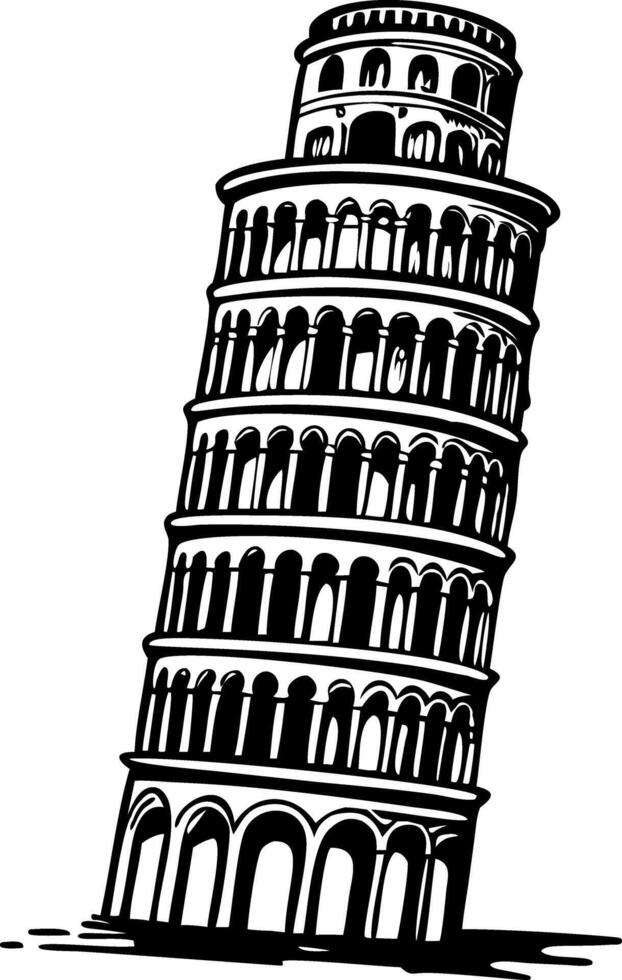 A vintage style illustration of leaning tower vector