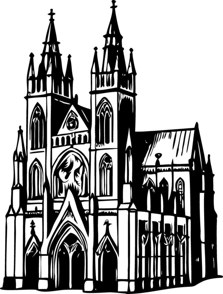 Gothic cathedral illustration in vintage style vector