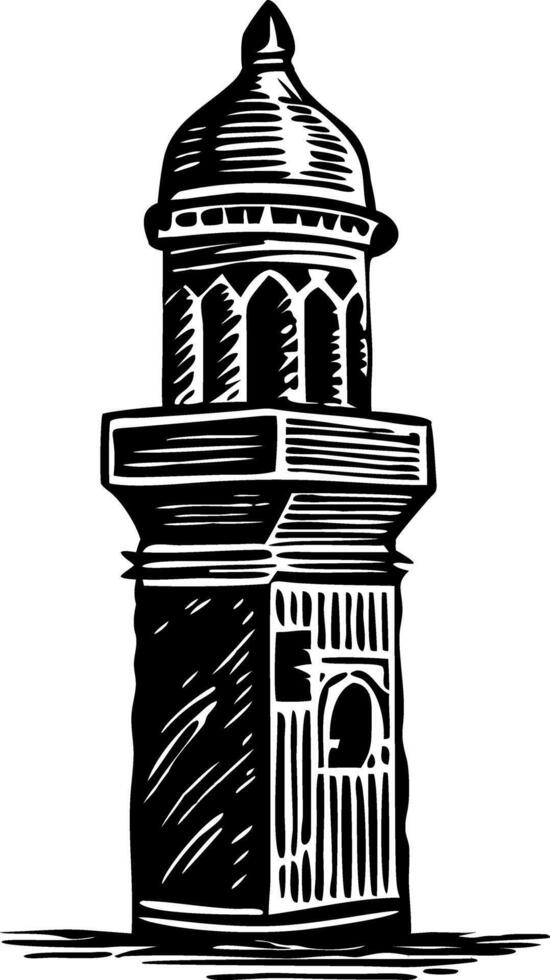 Islamic minaret illustration in vintage style vector