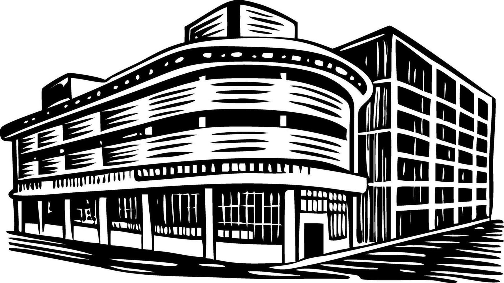 A vintage style illustration of mall building vector